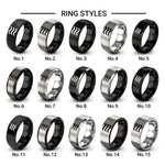 approximately equal design tungsten ring styles in black & gray