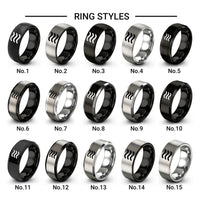approximately equal design tungsten ring styles in black & gray