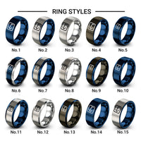 backspace key design tungsten ring styles in blue