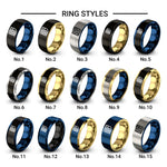 basket weave icon design tungsten ring styles in blue & grey
