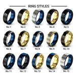 birdhouse design tungsten ring styles in black & gold