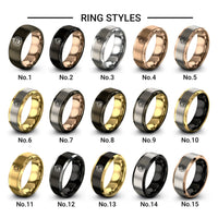 carved pumpkin stars design tungsten ring styles in black & rose gold & grey