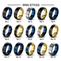 cute ghost design tungsten ring styles in black & blue