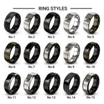 engineers square design tungsten ring styles in gunmetal & black