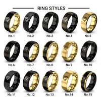 fire helmet design tungsten ring styles in black & gold