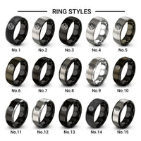 globe grid design tungsten ring styles in black