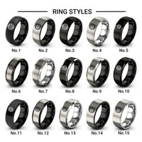 graticule grid design tungsten ring styles in black & gray