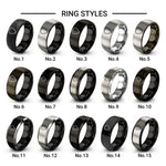 guitar pick design tungsten ring styles in black & grey