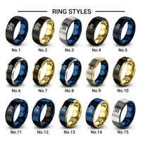 honeybee flower design tungsten ring styles in gold & blue & grey