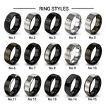 hook line design tungsten ring styles in black & grey