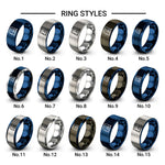 newtons cradle design tungsten ring styles in gunmetal & blue