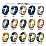 progress pride flag design tungsten ring styles in gold & gray