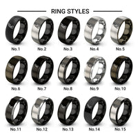 quill ink design tungsten ring styles in black & silver