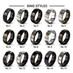ruler compass design tungsten ring styles in gunmetal & silver