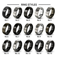 rx symbol design tungsten ring styles in black