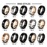 stack of books design tungsten ring styles in black