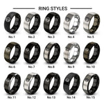 tire tracks design tungsten ring styles in gunmetal & black