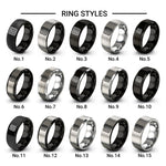 topo lines pattern design tungsten ring styles in black & silver