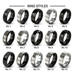 triangulation marker design tungsten ring styles in black & grey
