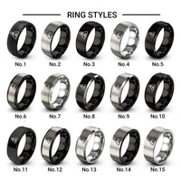 triangulation marker design tungsten ring styles in black & grey