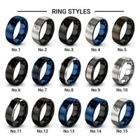 blue marlin design tungsten ring styles in blue & gray