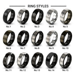 compass peak design tungsten ring styles in black & grey