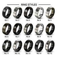whirlpool swirl circle design tungsten ring styles in black & gray