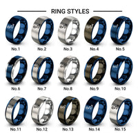route pin design tungsten ring styles in blue & grey