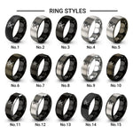 crossed axes design tungsten ring styles in black