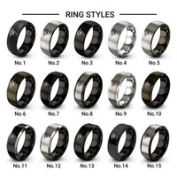 crimp hold design tungsten ring styles in black & grey