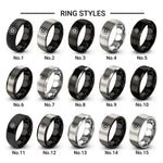 starburst circle design tungsten ring styles in black & silver