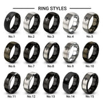 noise waveform design tungsten ring styles in black & silver