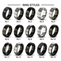string headstock design tungsten ring styles in black