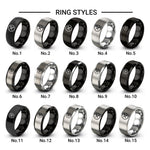 shuffle symbol circle design tungsten ring styles in grey