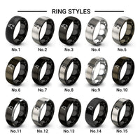 double flat note design tungsten ring styles in black & silver