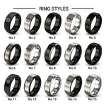 minimal lotus design tungsten ring styles in black & grey