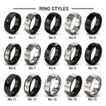 dandelion seeds blowing design tungsten ring styles in black & grey