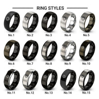 sunrise horizon design tungsten ring styles in black & grey