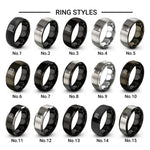 white line design tungsten ring styles in gunmetal & grey