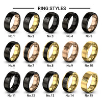 lion family cub design tungsten ring styles in black & gold