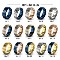 chevron heart infinity design tungsten ring styles in gold & blue & grey