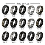 film reel design tungsten ring styles in gunmetal & black