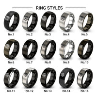stack of books design tungsten ring styles in black