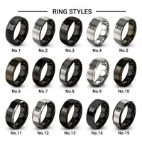 blueprint scroll design tungsten ring styles in gunmetal & black