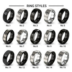 wok flames design tungsten ring styles in black & gray
