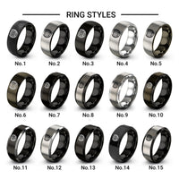 globe laurel wreath design tungsten ring styles in silver