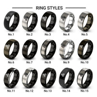 spiral triskelion knot design tungsten ring styles in black & silver