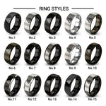 triquetra knot design tungsten ring styles in gunmetal & black