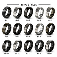 round shield boss design tungsten ring styles in black & silver