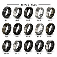 10 pointed star design tungsten ring styles in black
